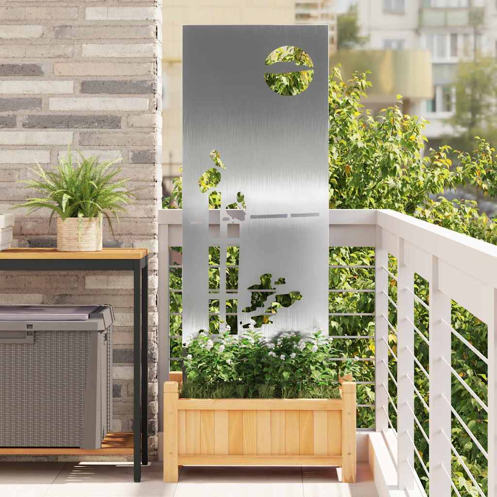 VidaXL protección visual para jardín calado plateado 50 x 140 cm acero inoxidable