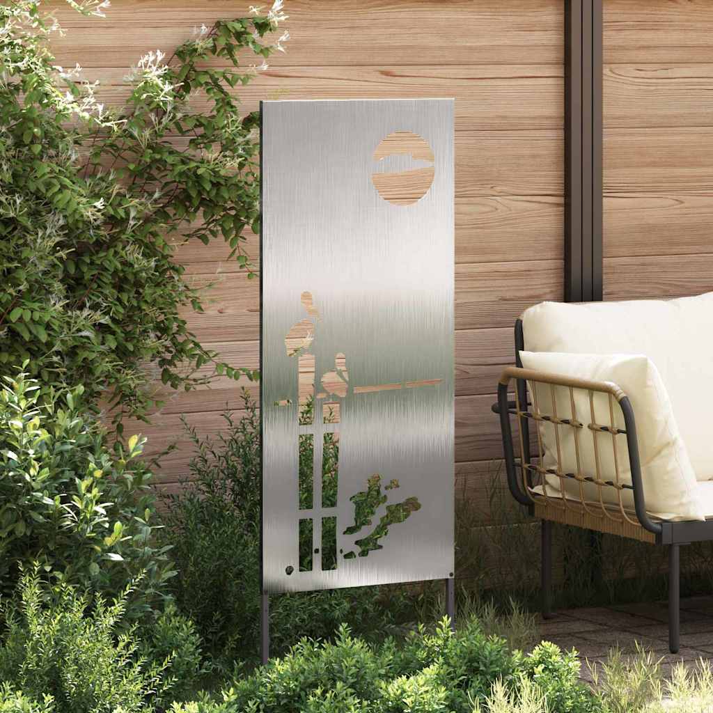 VidaXL protección visual para jardín calado plateado 50 x 140 cm acero inoxidable