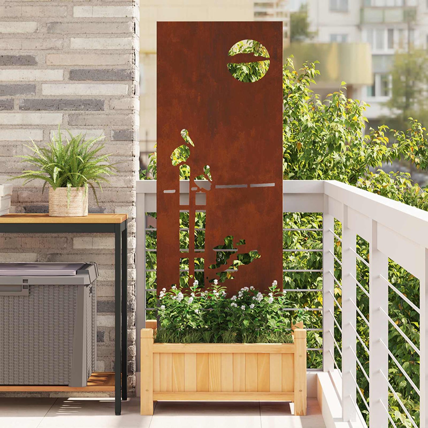 Vidaxxl protección visual para jardín calado oxidado 50 x 140 cm acero corten