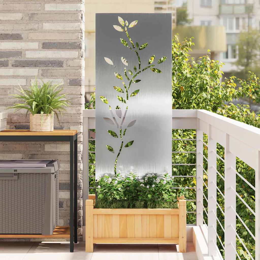 Vidaxxl protección visual para jardín flores plata 50 x 140 cm acero inoxidable