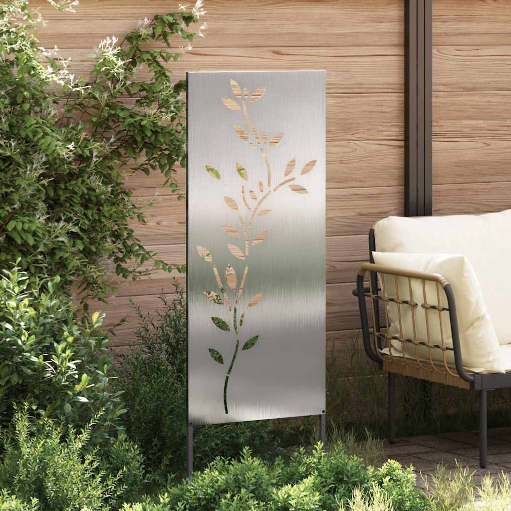 Vidaxxl protección visual para jardín flores plata 50 x 140 cm acero inoxidable