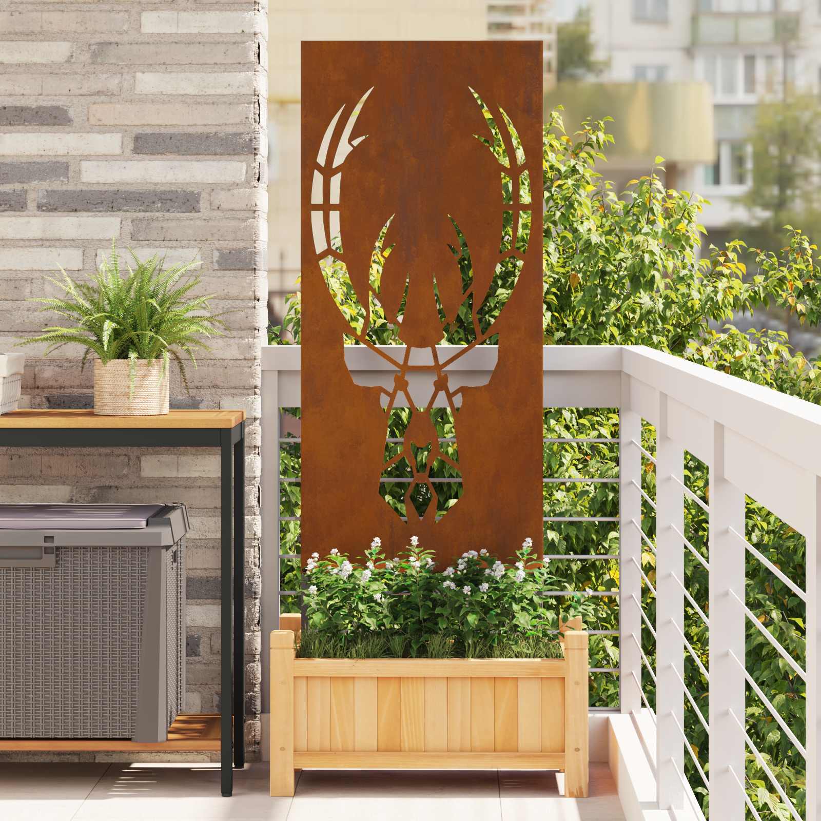Vidaxl tuin privacy screen dierenprint roestig 50 x 140 cm cortenstaal