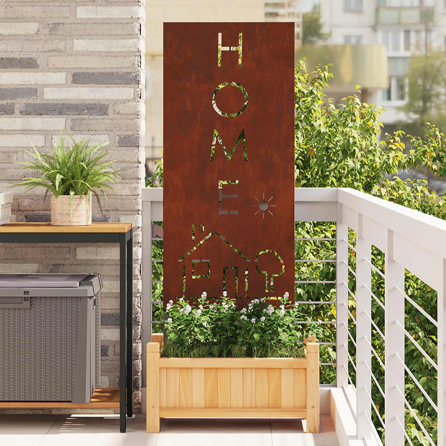 Vidaxxl protección visual para jardín calado oxidado 50 x 140 cm acero corten