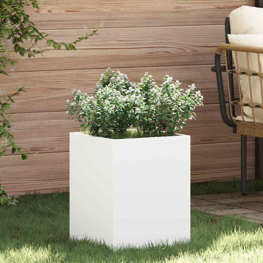 Vidaxl macetero de jardín blanco 32 x 32 x 40 cm acero laminado en frío