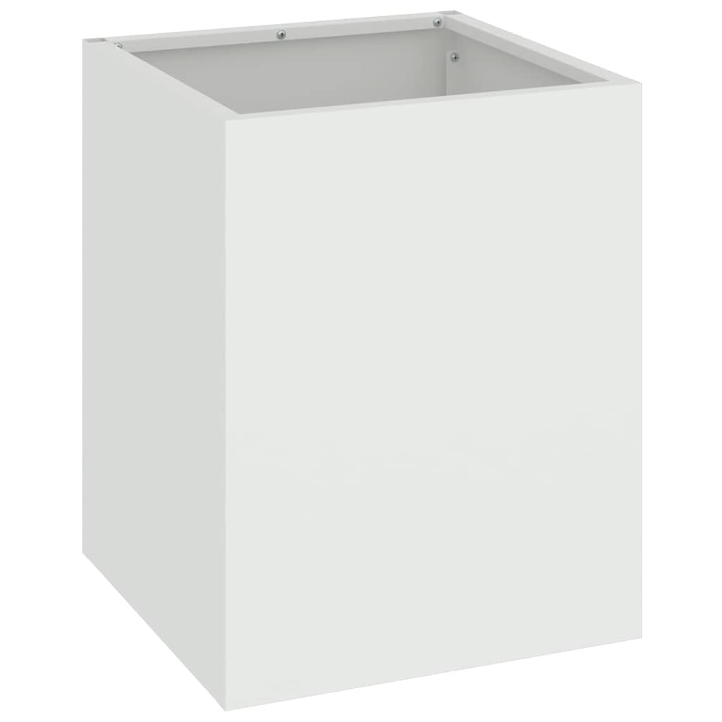 Vidaxl macetero de jardín blanco 32 x 32 x 40 cm acero laminado en frío