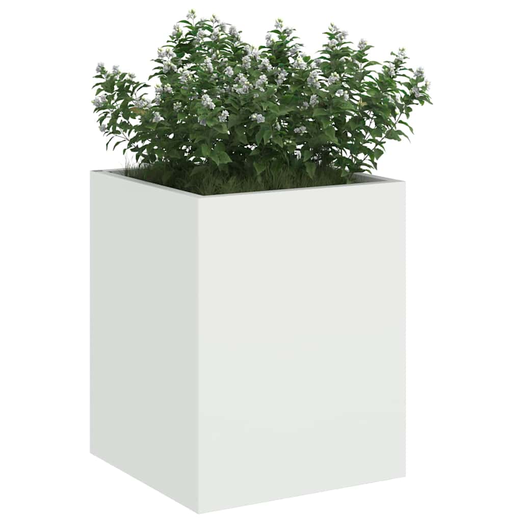 Vidaxl macetero de jardín blanco 32 x 32 x 40 cm acero laminado en frío