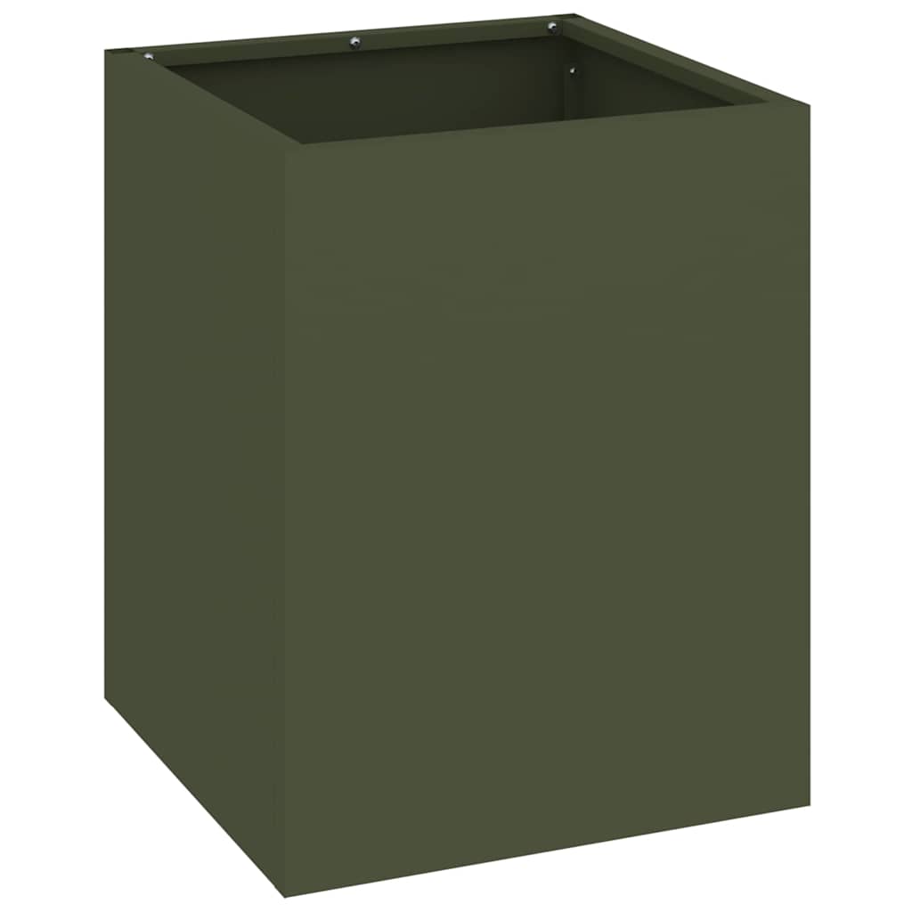Vaso da fiori da giardino Vidaxl verde oliva 32 x 32 x 40 cm in acciaio laminato a freddo