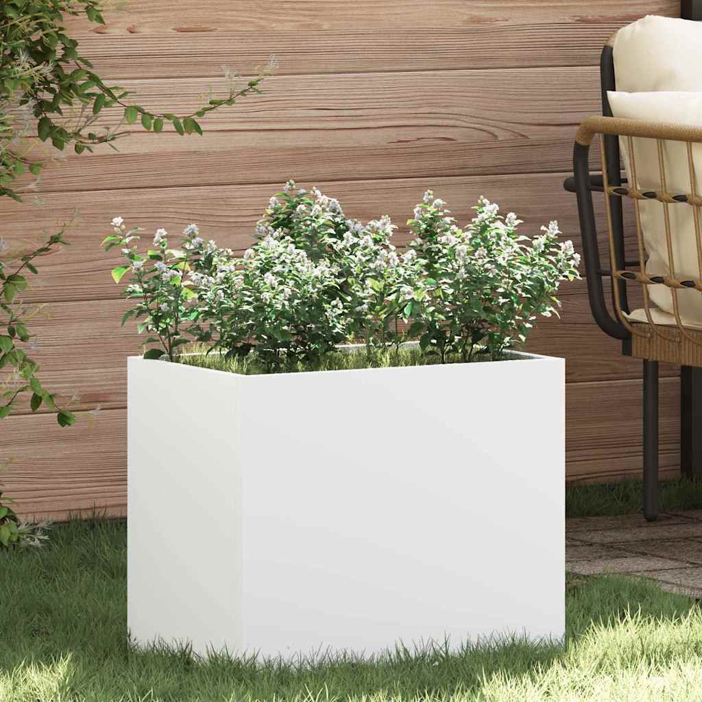 Vidaxl macetero de jardín blanco 50 x 32 x 40 cm acero laminado en frío