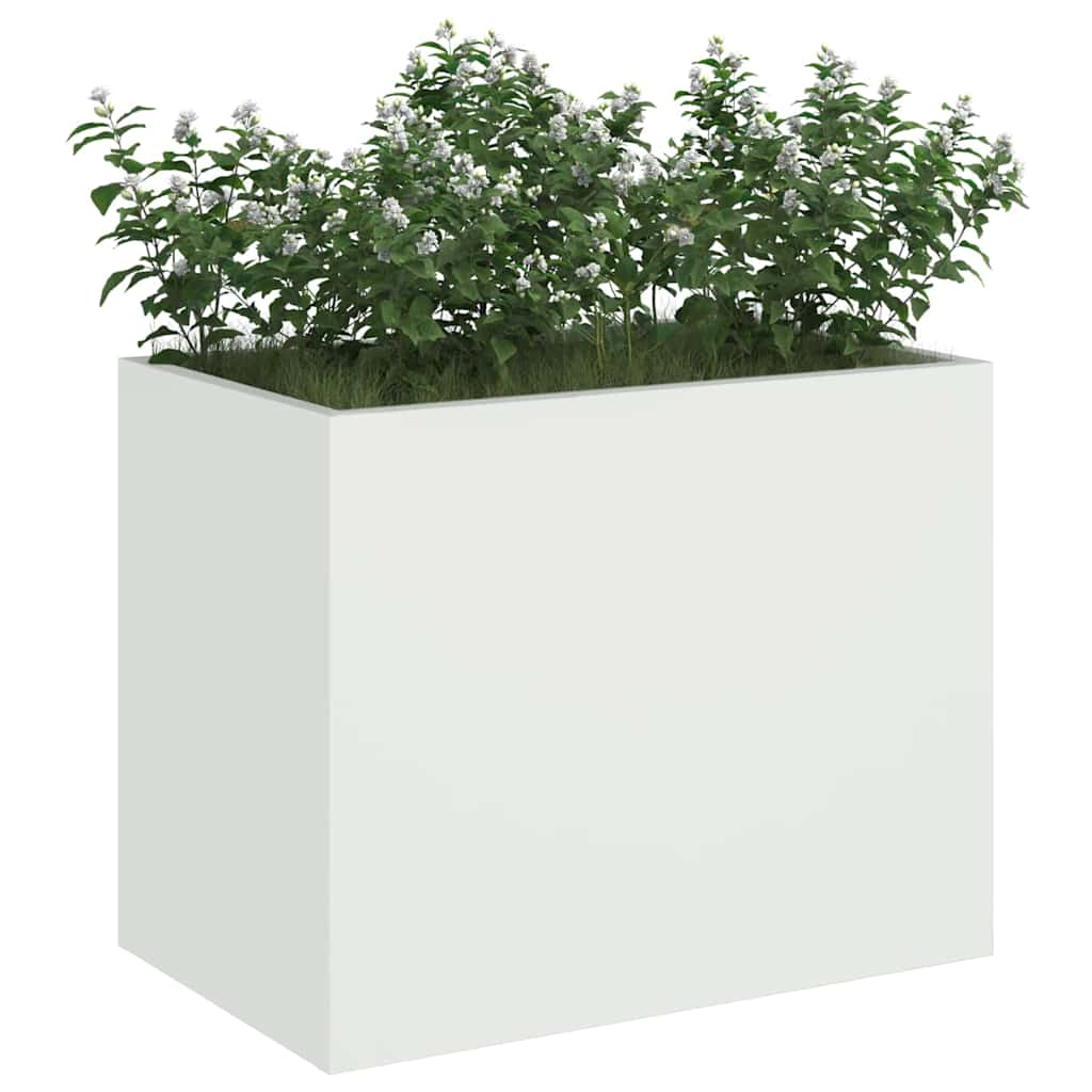 Vidaxl tuin bloempot wit 50 x 32 x 40 cm koudgewalst staal