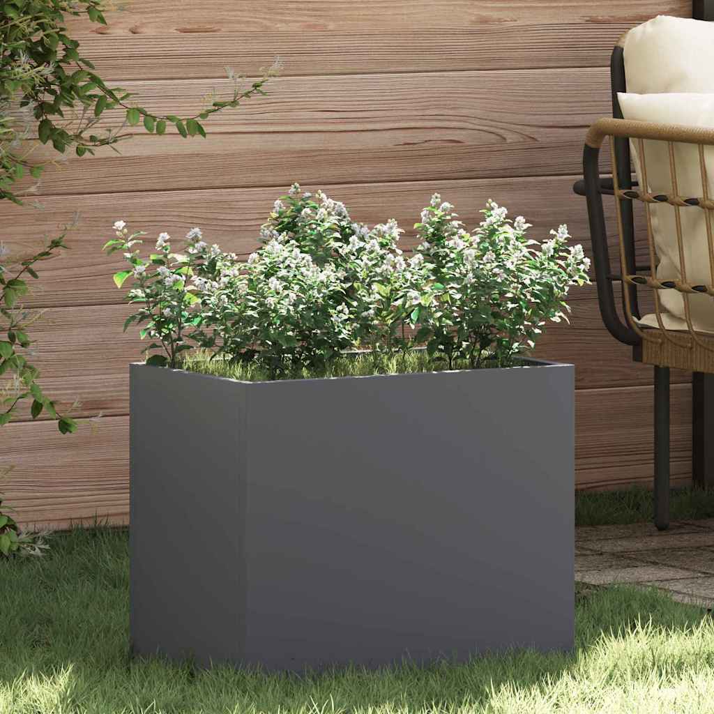 Vaso da fiori da giardino Vidaxl antracite 50 x 32 x 40 cm in acciaio laminato a freddo