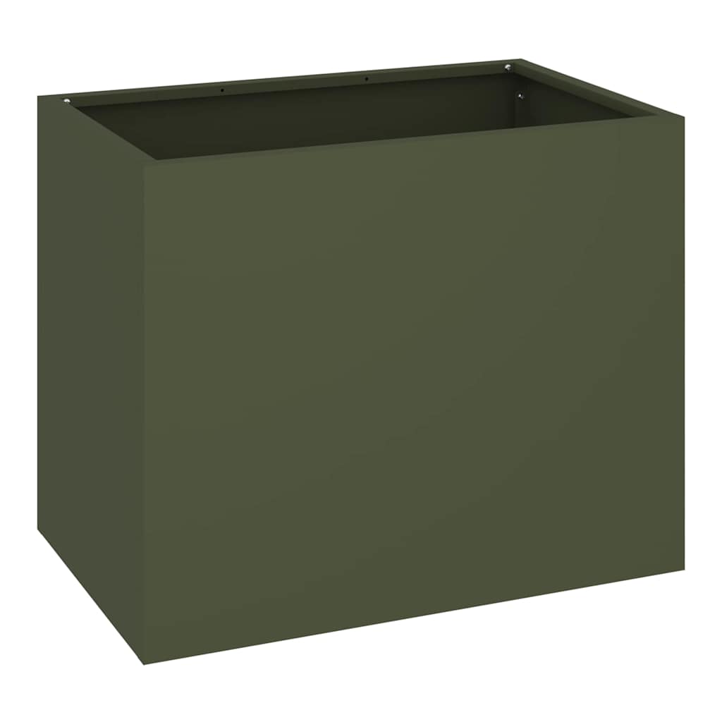 Vidaxxl macetero de jardín verde oliva 50 x 32 x 40 cm acero laminado en frío