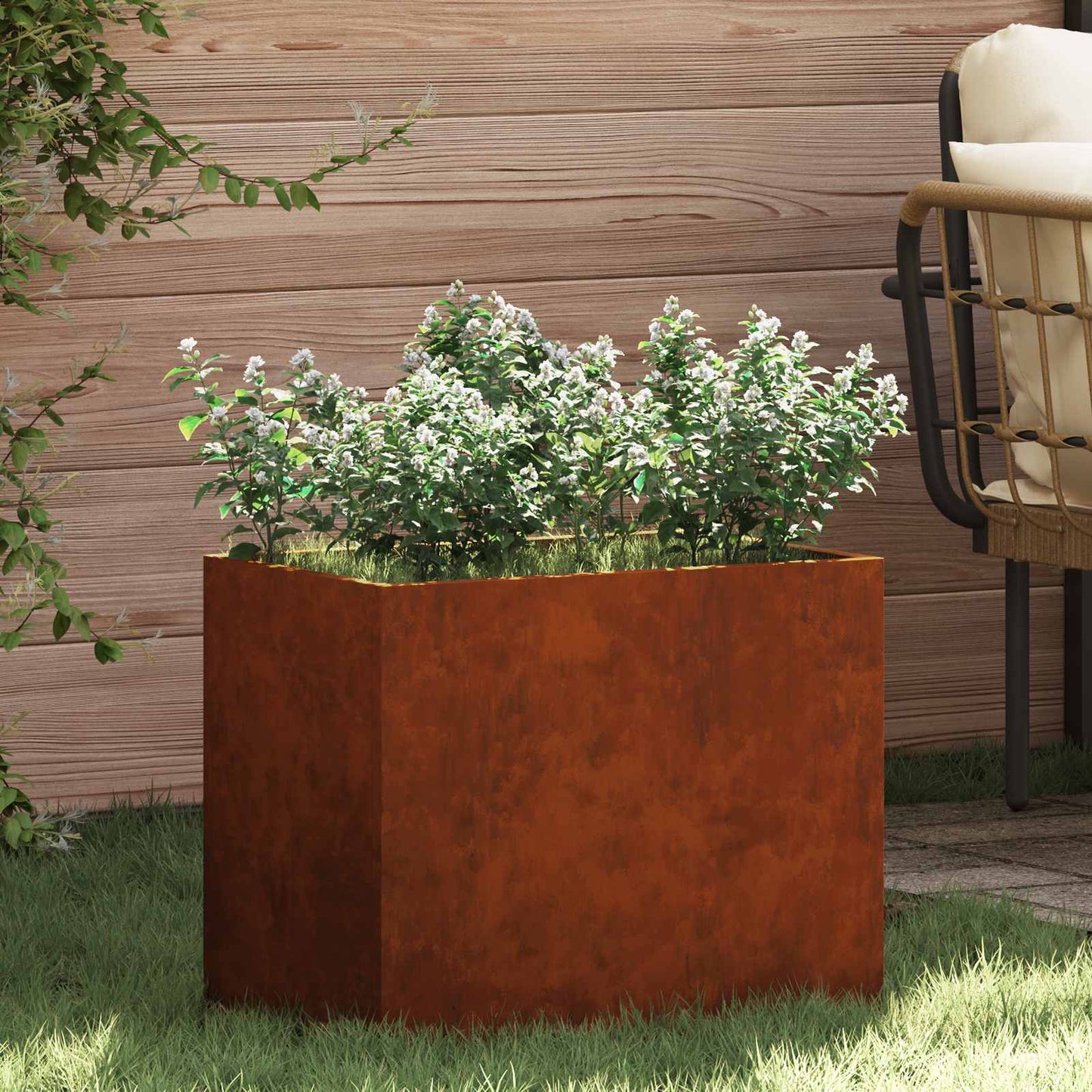 Vaso da fiori da giardino Vidaxl in acciaio corten 50 x 32 x 40 cm in acciaio corten