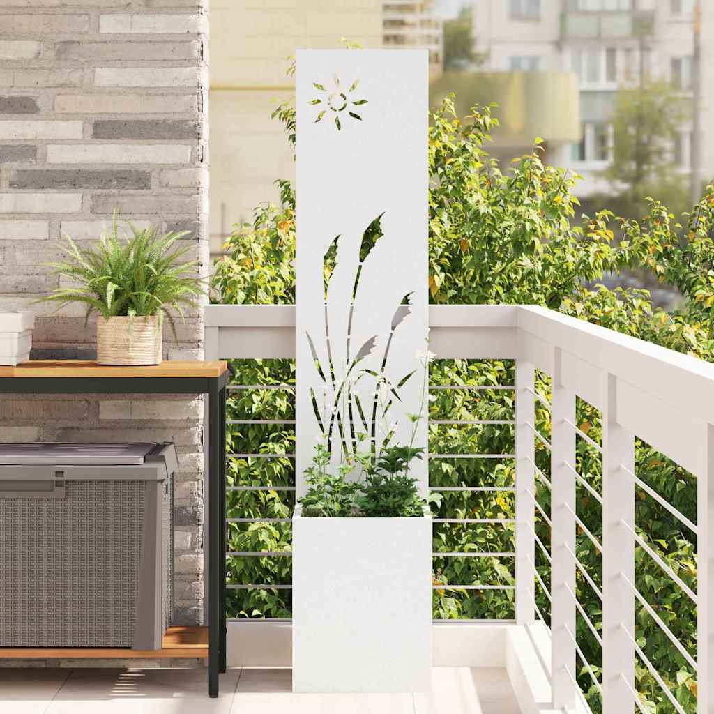 VidaXL protección visual para jardín calado blanco 32 x 140 cm acero laminado en frío