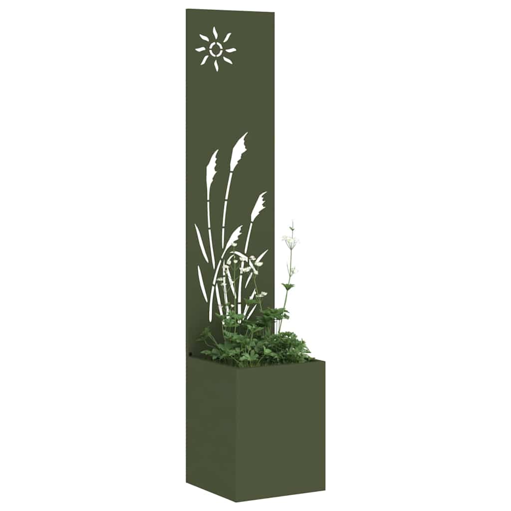 Vidaxl tuin privacy screen olijfgroen 32 x 140 cm koudgewalst staal