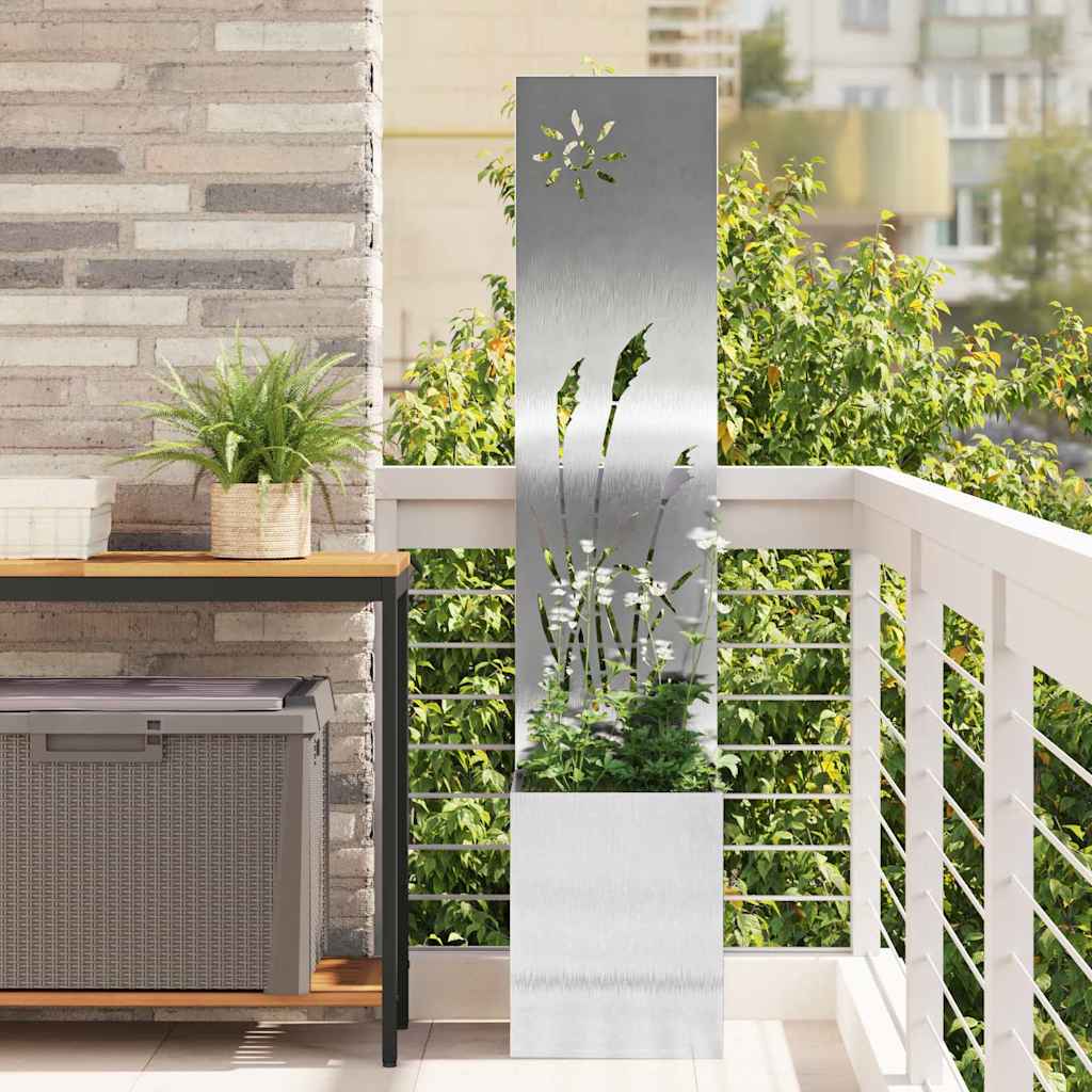 VidaXL protección visual para jardín calado plateado 32 x 140 cm acero inoxidable