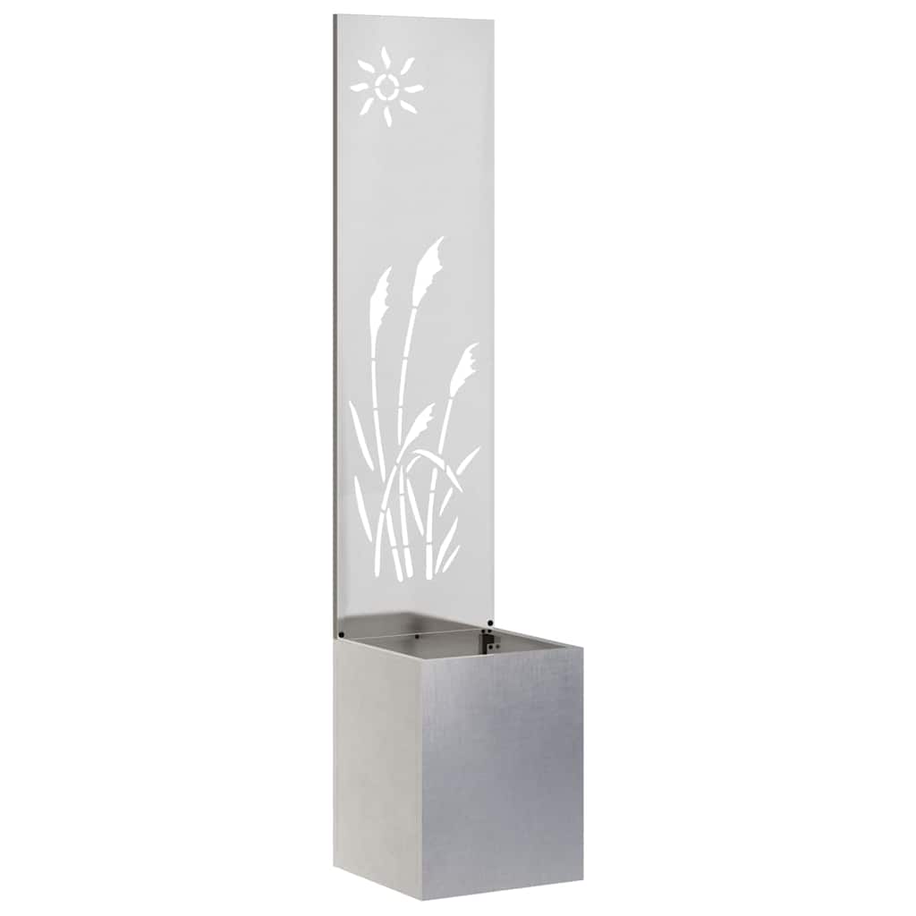 VidaXL protección visual para jardín calado plateado 32 x 140 cm acero inoxidable