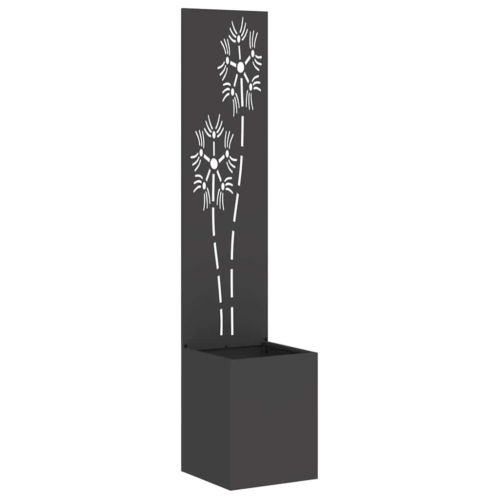 Vidaxl tuin privacy screen bloemen zwart 32 x 140 cm koudgewalst staal