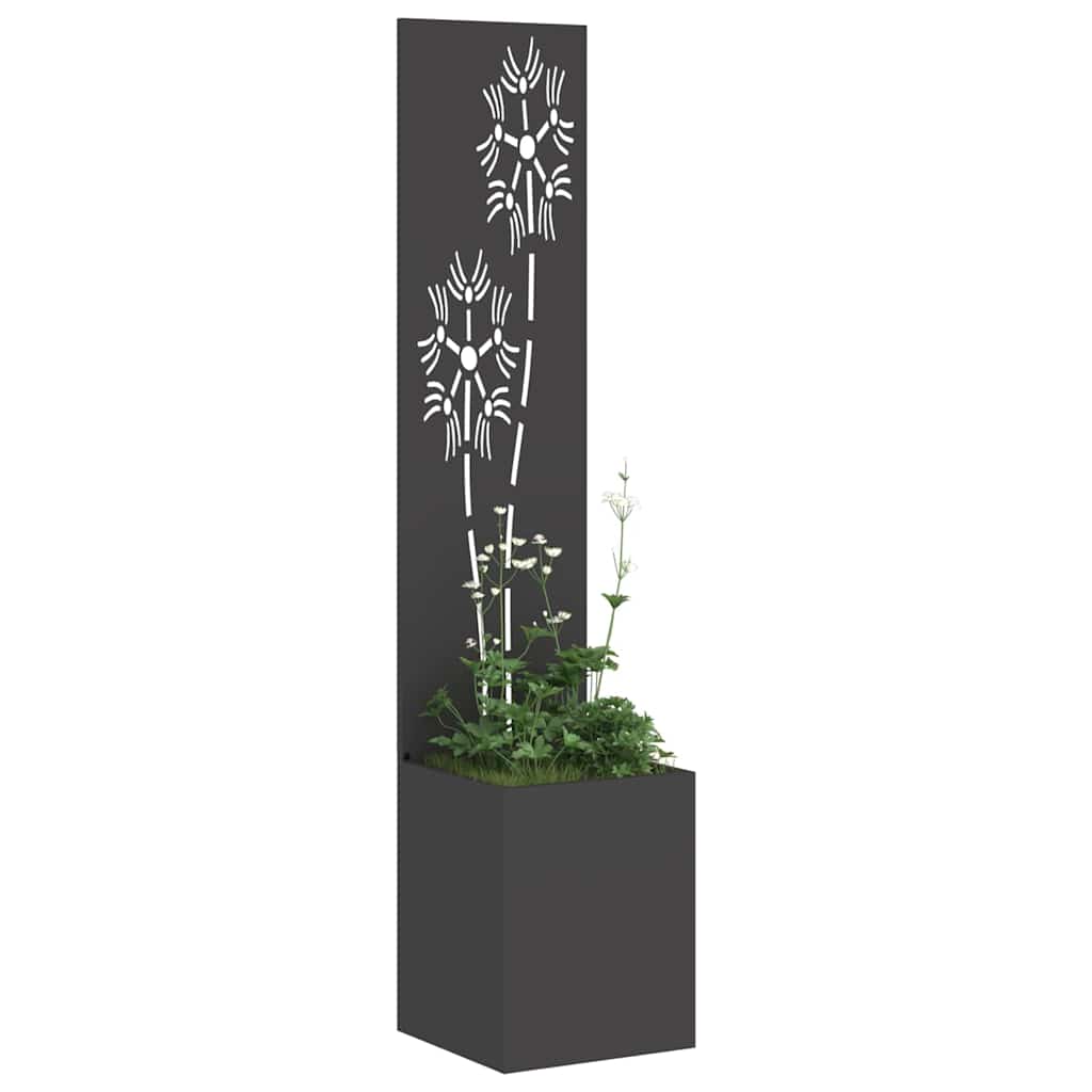 Vidaxxl protección visual para jardín flores negro 32 x 140 cm acero laminado en frío