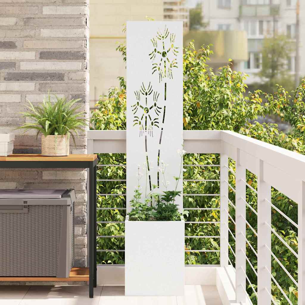 Vidaxl tuin privacy screen bloemen wit 32 x 140 cm koudgewalst staal