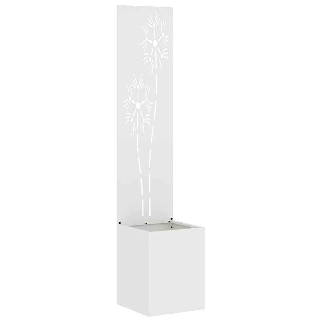Vidaxl tuin privacy screen bloemen wit 32 x 140 cm koudgewalst staal