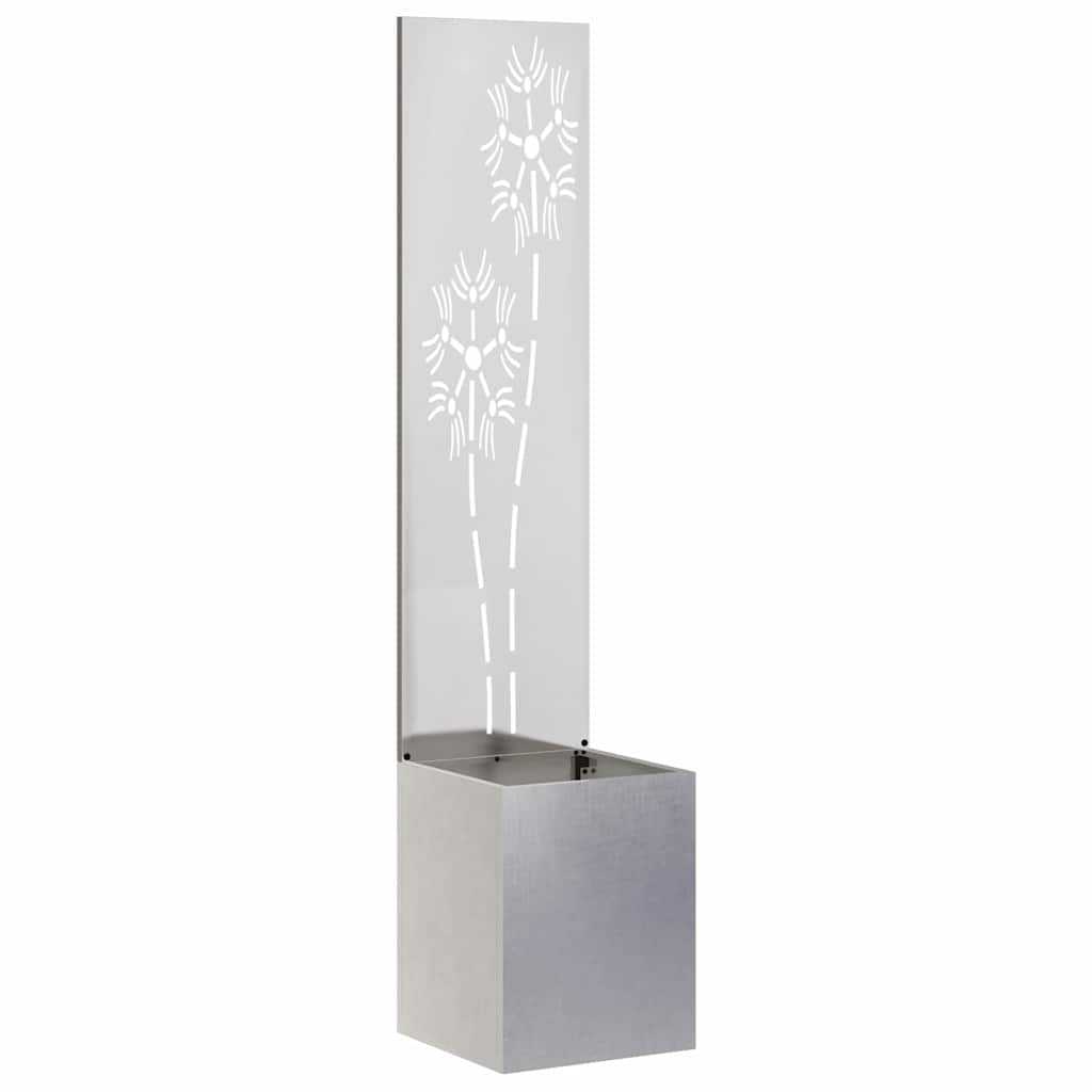 VidaXL protección visual para jardín flores plata 32 x 140 cm acero inoxidable