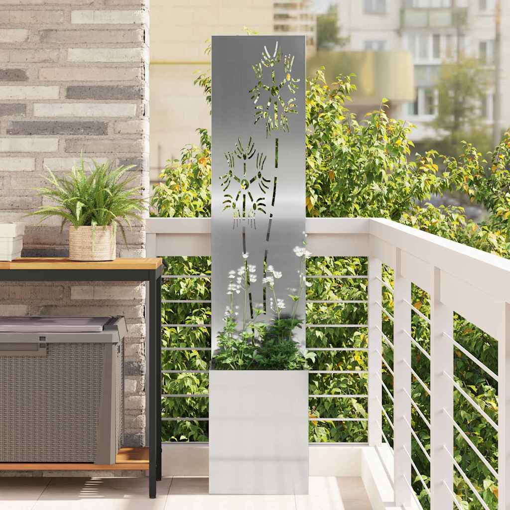 Vidaxxl protección visual para jardín plata 32 x 140 cm acero galvanizado