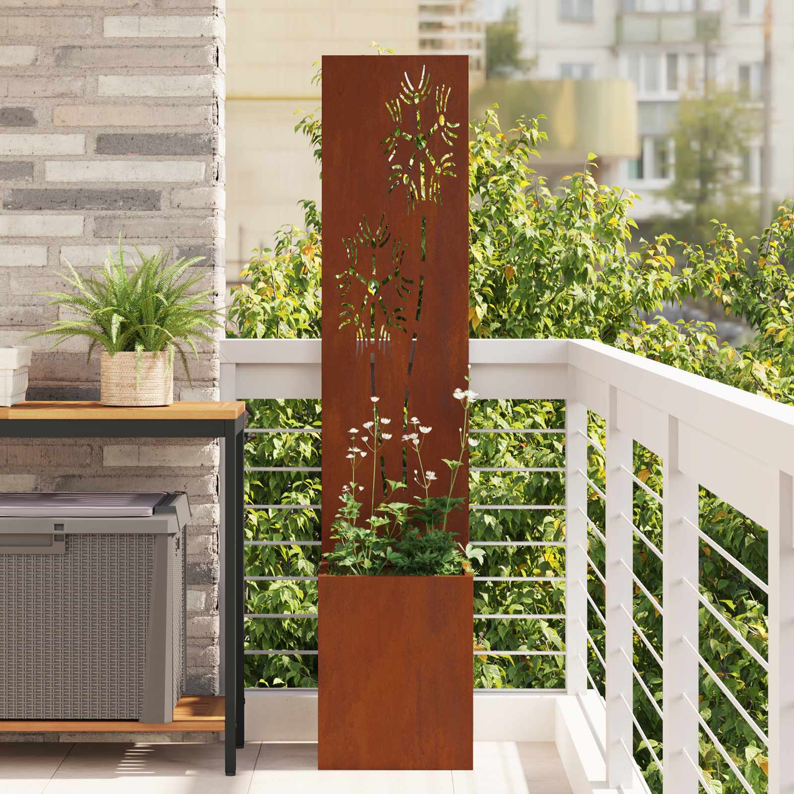 Vidaxl tuin privacy screen roestig 32 x 32 x 150 cm cortenstaal