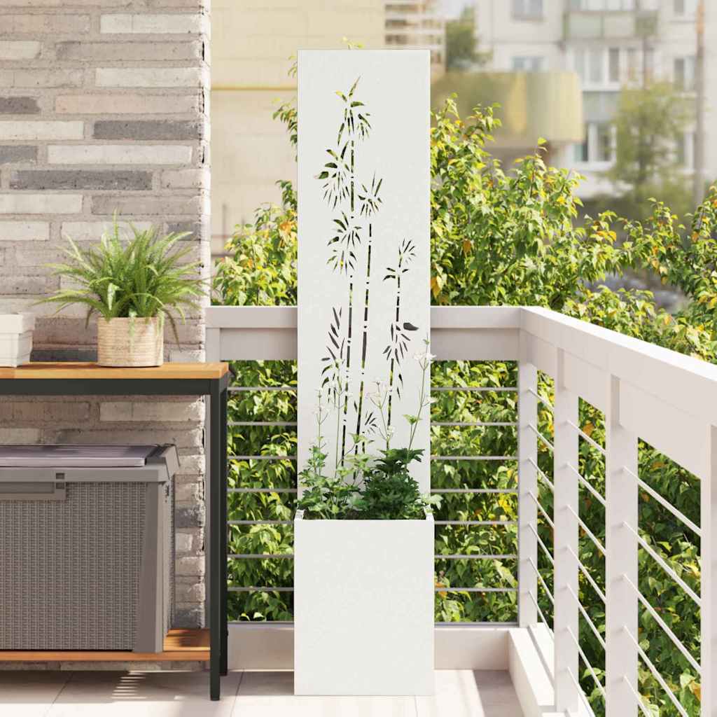 Vidaxl tuin privacy screen bloemen wit 32 x 140 cm koudgewalst staal