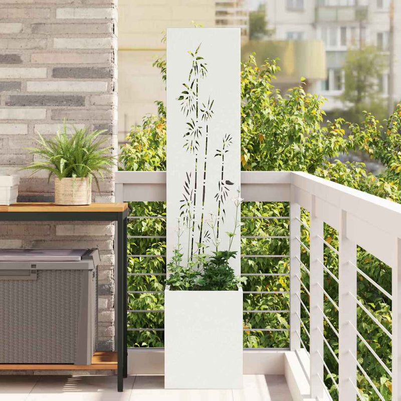 Vidaxl tuin privacy screen bloemen wit 32 x 140 cm koudgewalst staal