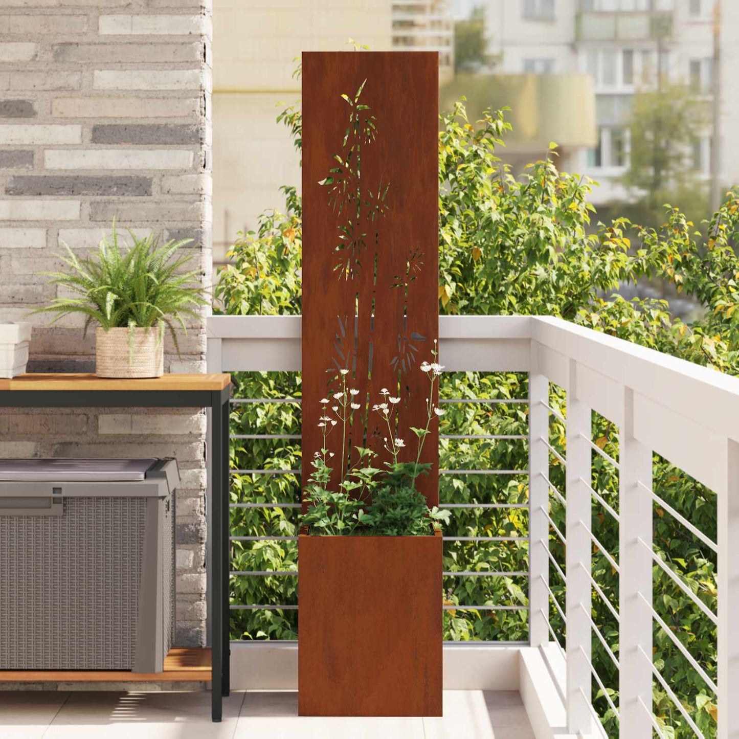 Vidaxl tuin privacy screen roestig 32 x 32 x 150 cm cortenstaal