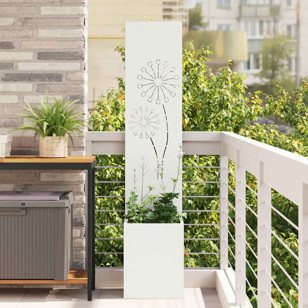 Vidaxl tuin privacy screen fretwerk wit 32 x 140 cm koudgewalst staal