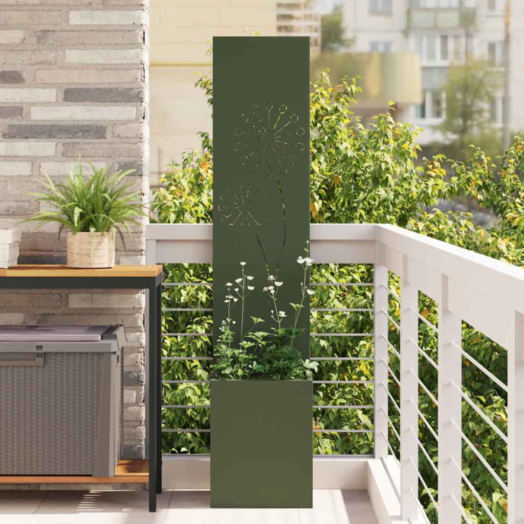 Vidaxl tuin privacy screen olijfgroen 32 x 140 cm koudgewalst staal
