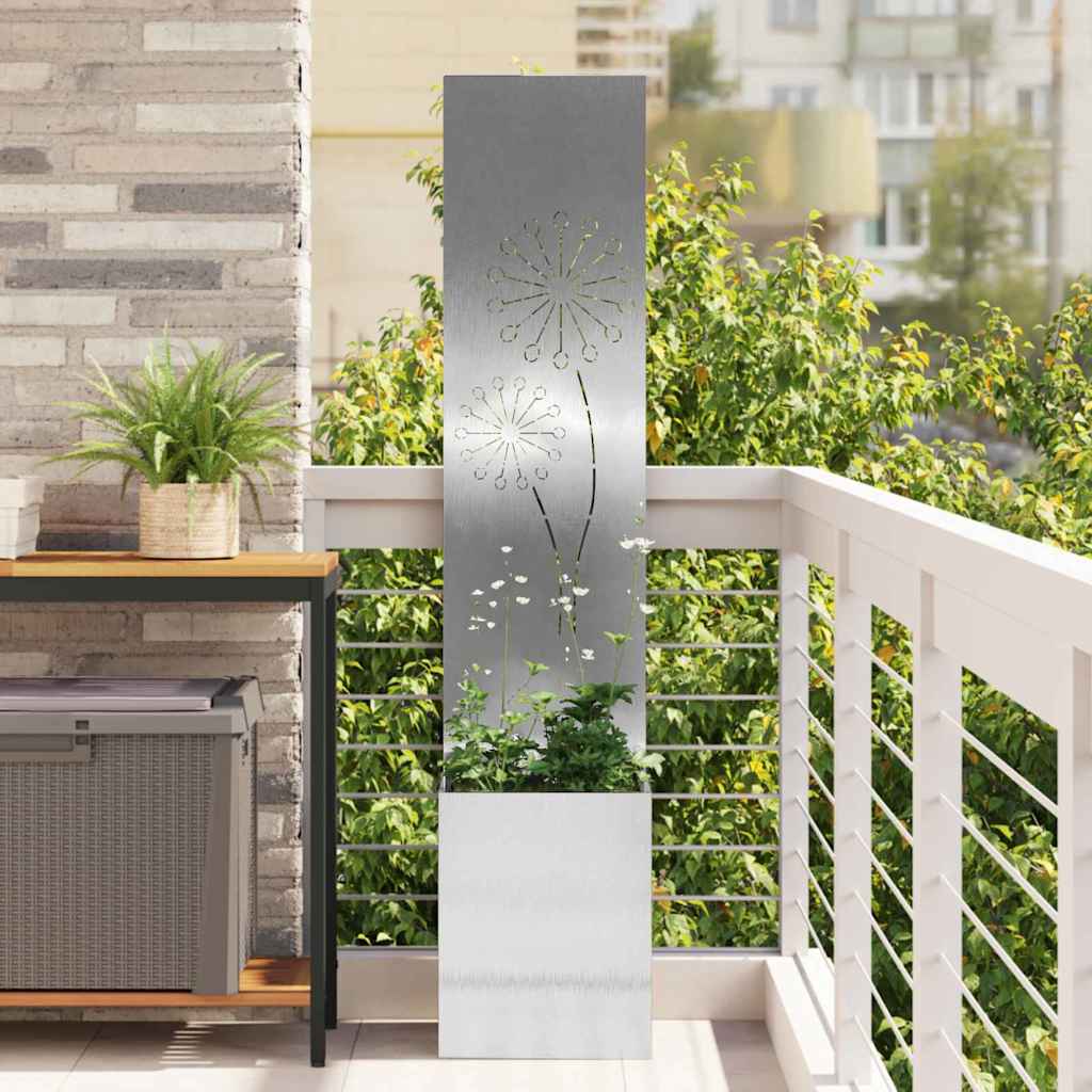 VidaXL protección visual para jardín calado plateado 32 x 140 cm acero inoxidable