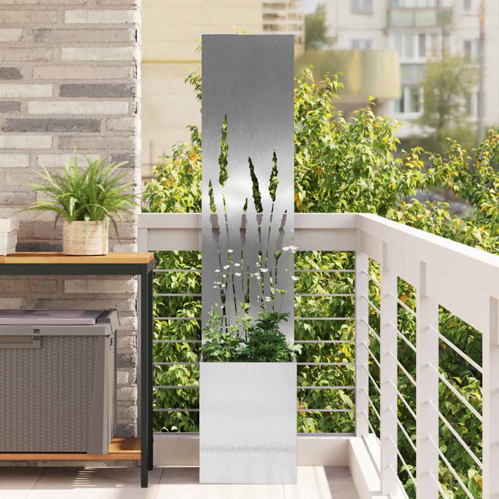 VidaXL protección visual para jardín calado plateado 32 x 140 cm acero inoxidable