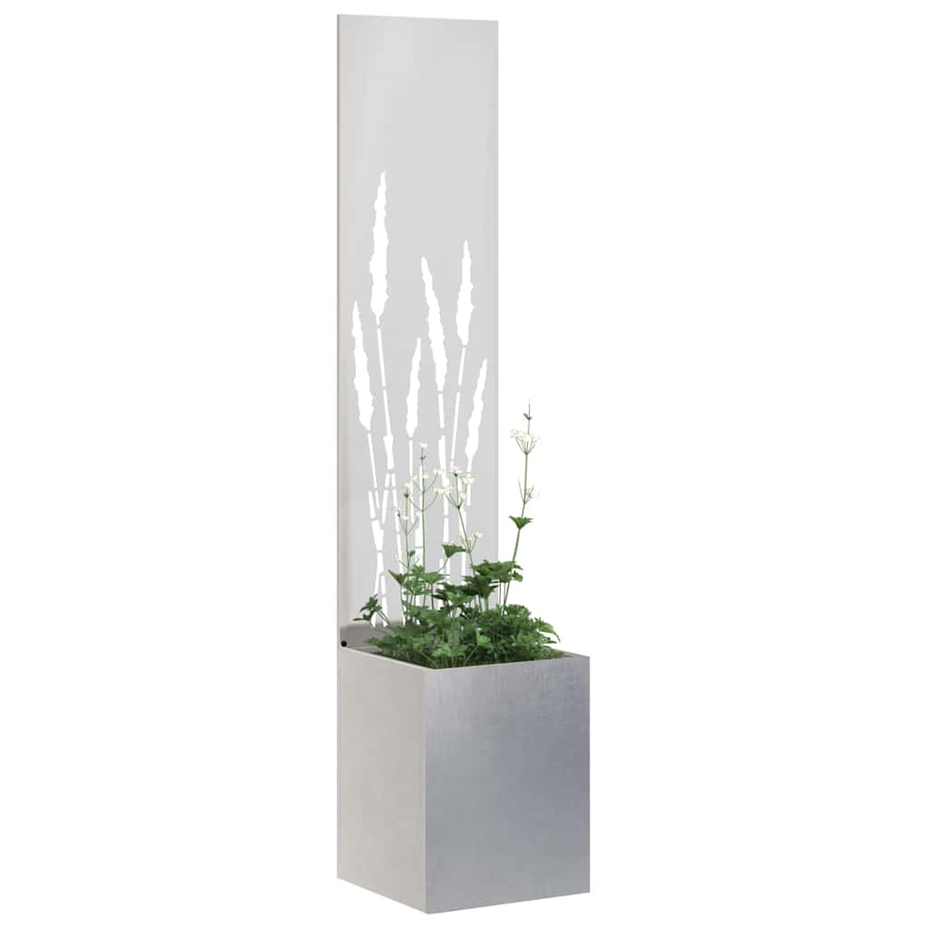 VidaXL protección visual para jardín calado plateado 32 x 140 cm acero inoxidable