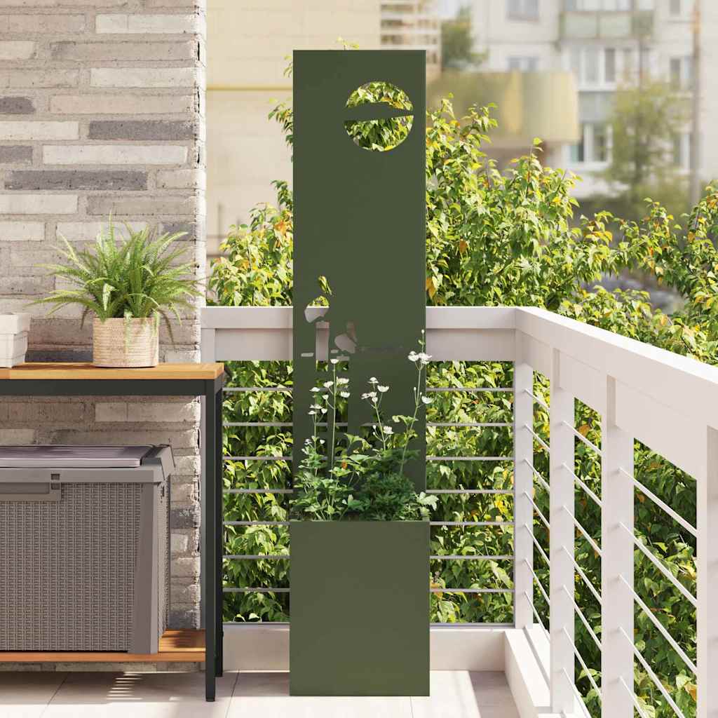 Vidaxl tuin privacy screen olijfgroen 32 x 140 cm koudgewalst staal