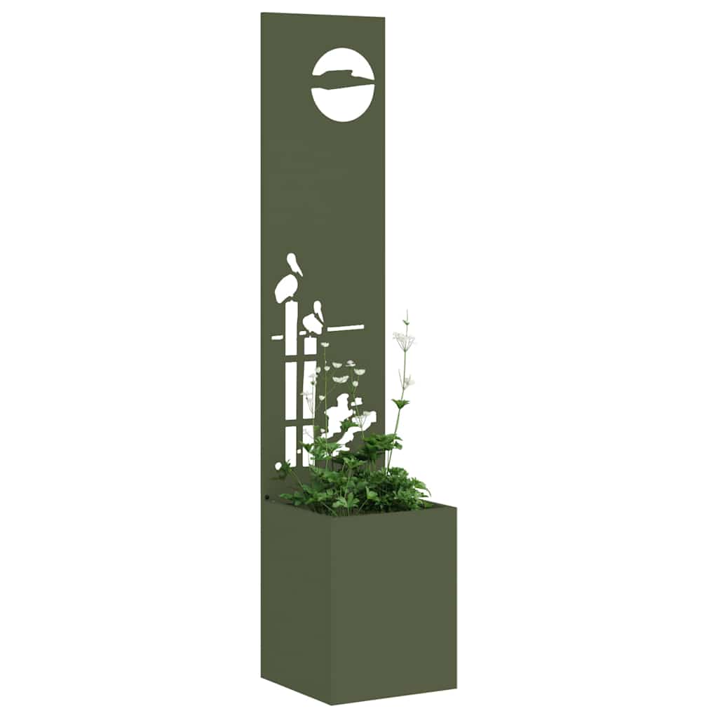 Vidaxxl paravento da giardino verde oliva 32 x 140 cm in acciaio laminato a freddo