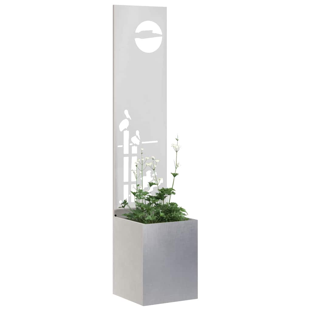 VidaXL protección visual para jardín calado plateado 32 x 140 cm acero inoxidable
