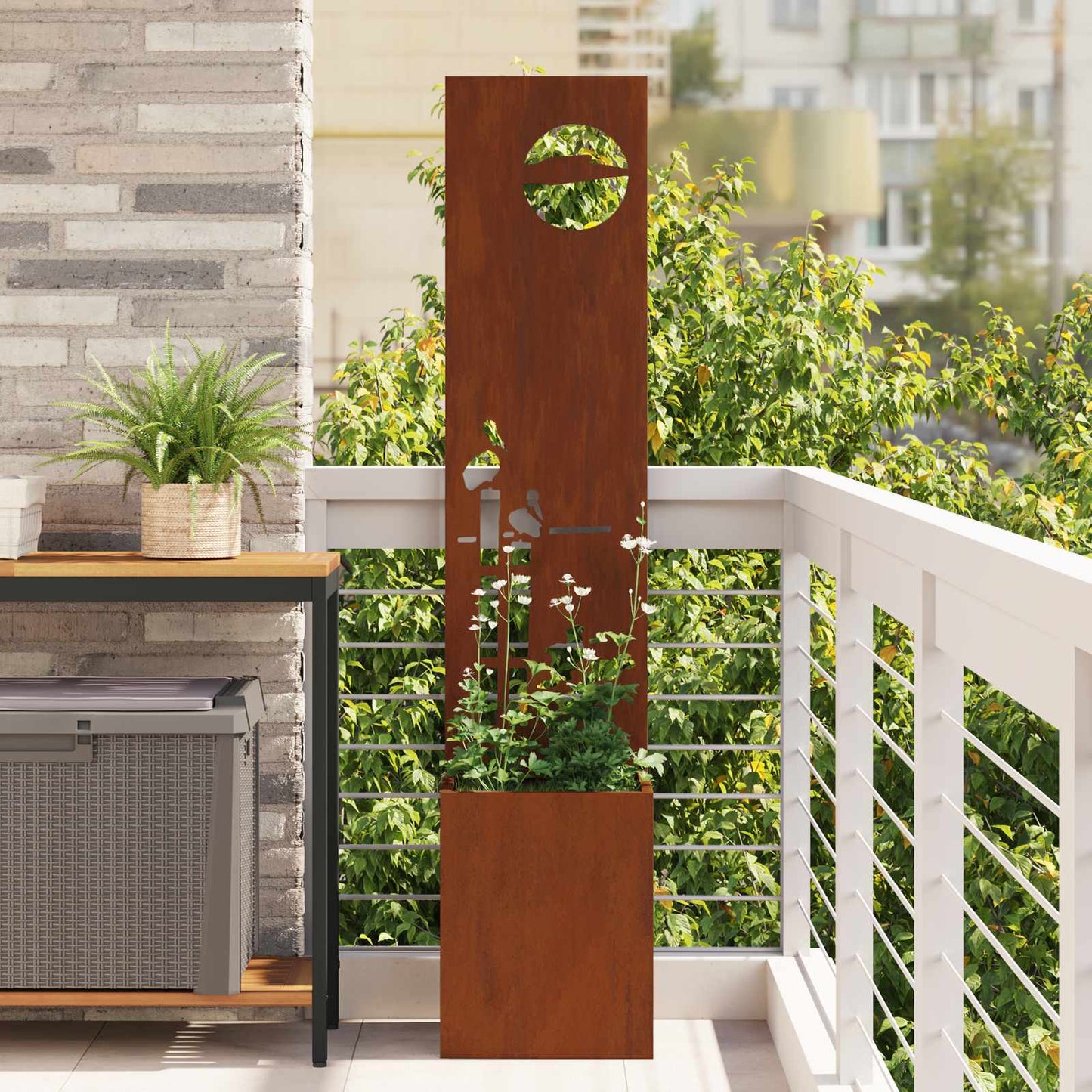 VidaXL protección visual para jardín calado oxidado 32 x 140 cm acero corten