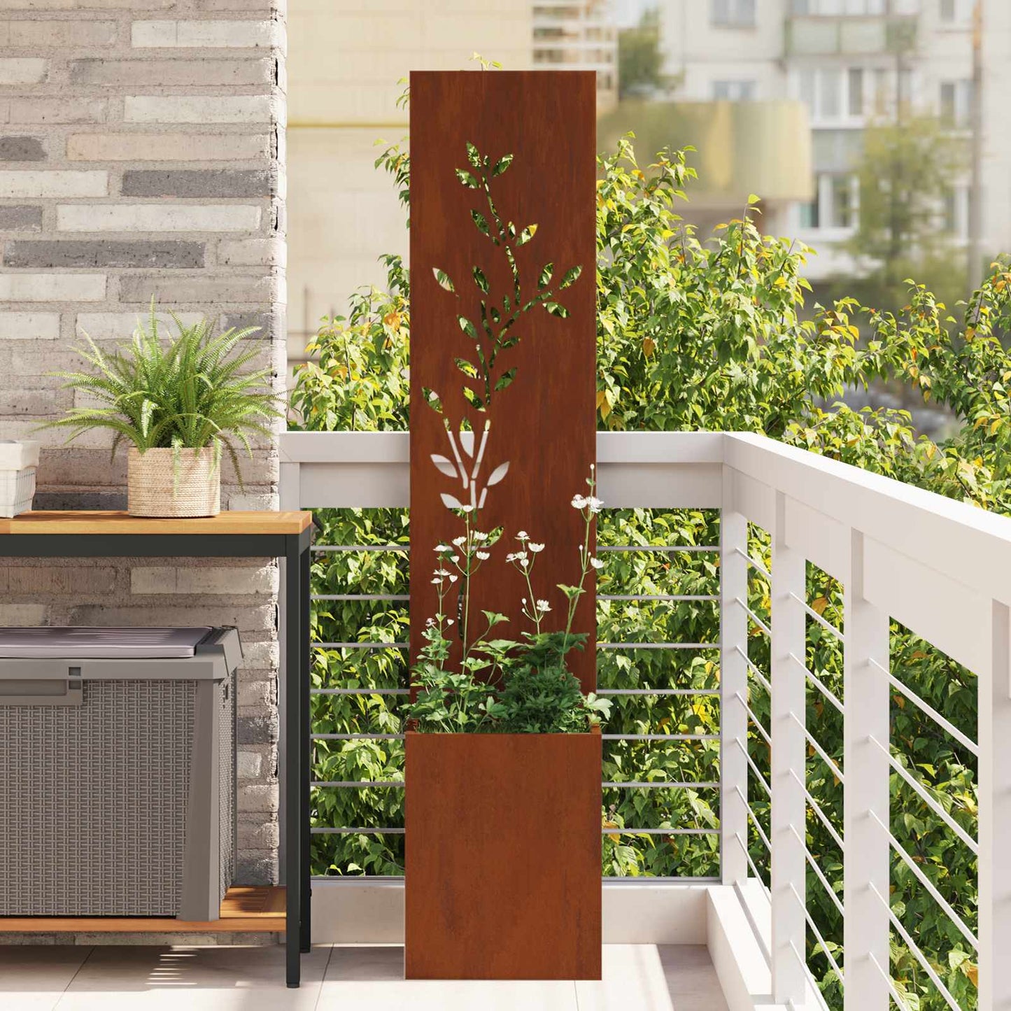 Vidaxl mampara de privacidad para jardín oxidado 32 x 32 x 150 cm acero corten