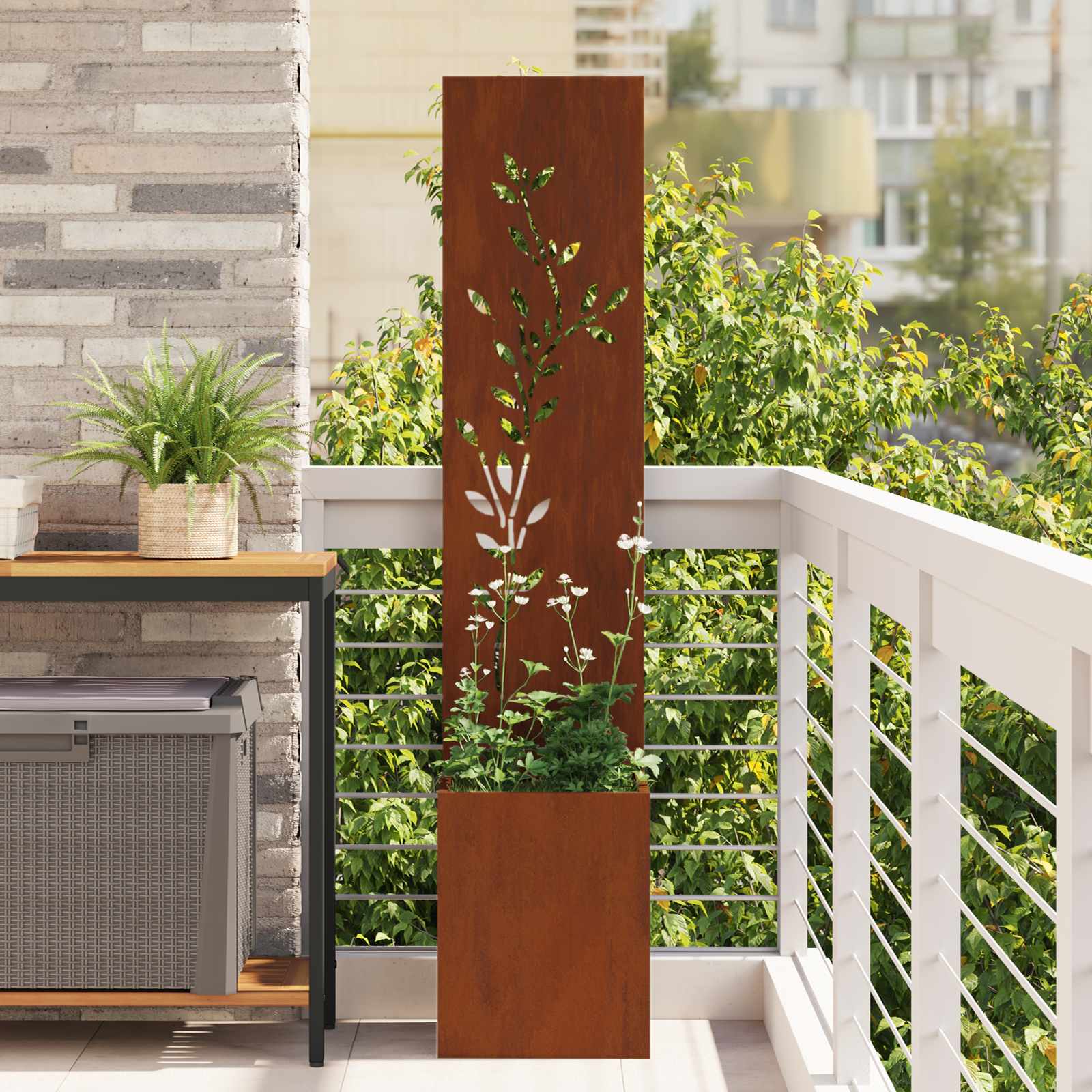 Vidaxl tuin privacy screen roestig 32 x 32 x 150 cm cortenstaal