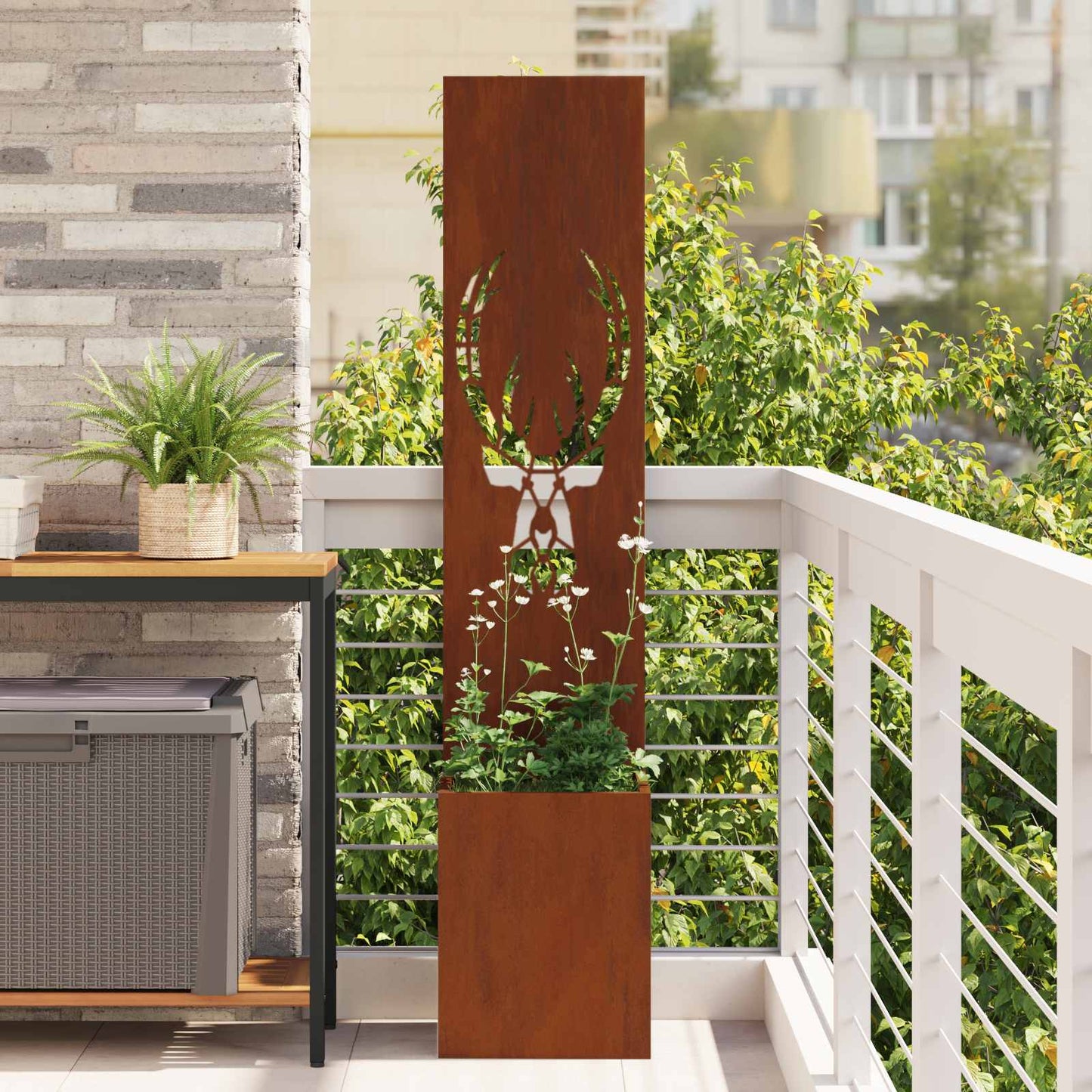 Vidaxxl mampara de privacidad para jardín animal print oxidado 32 x 140 cm acero corten