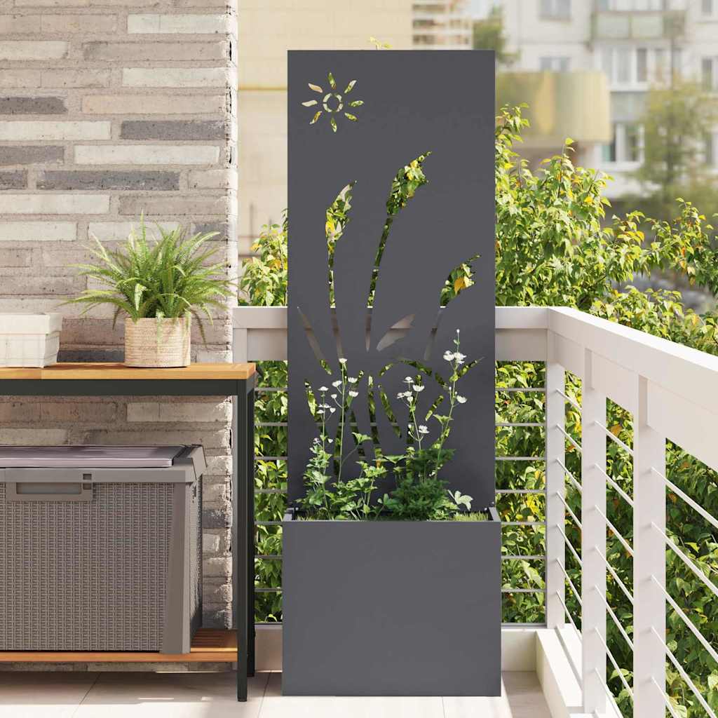 Vidaxxl paravento da giardino antracite 50 x 140 cm in acciaio laminato a freddo