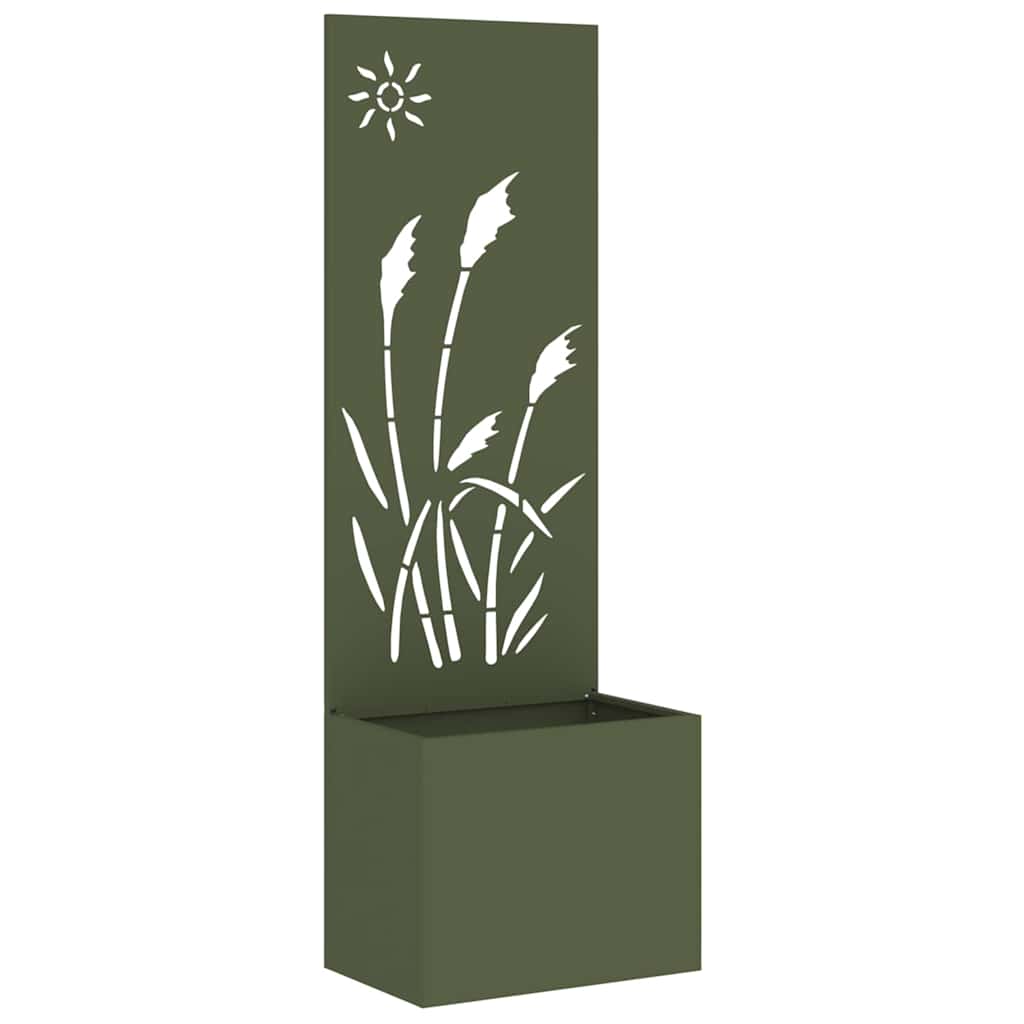 Vidaxxl protección visual para jardín verde oliva 50 x 140 cm acero laminado en frío