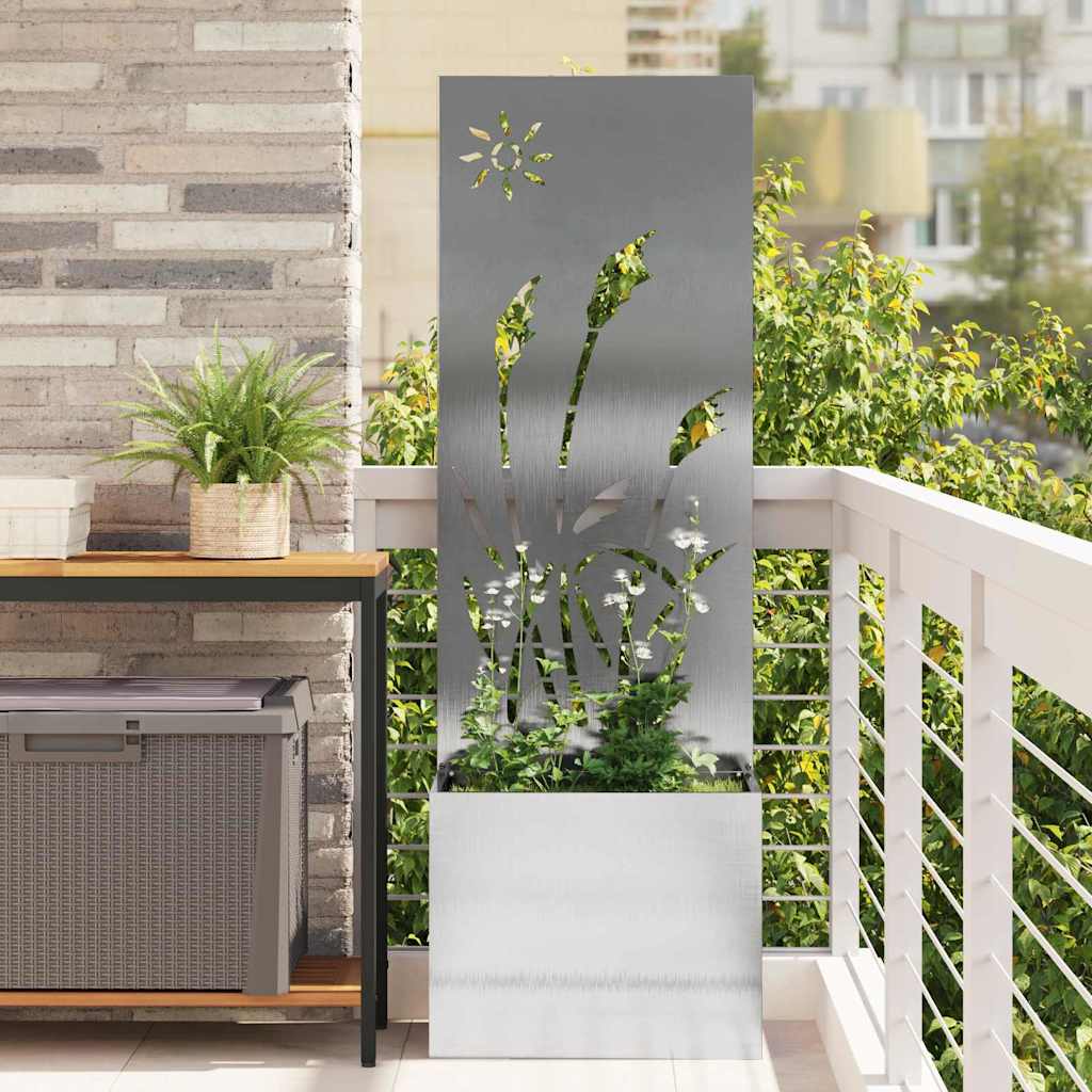VidaXL protección visual para jardín calado plateado 50 x 140 cm acero inoxidable