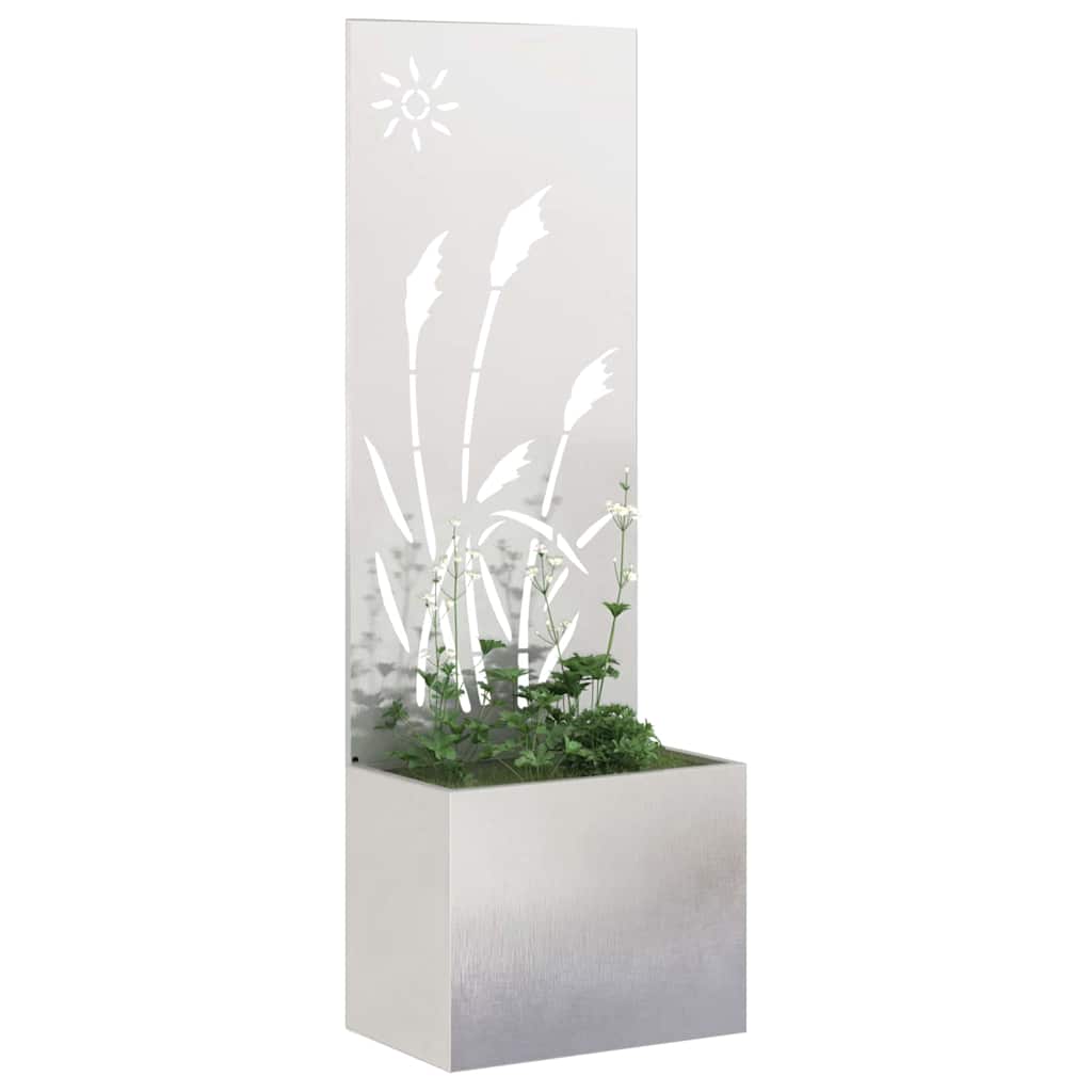 VidaXL protección visual para jardín calado plateado 50 x 140 cm acero inoxidable