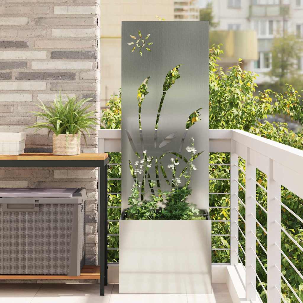 Vidaxxl paravento da giardino argento 50 x 140 cm in acciaio zincato