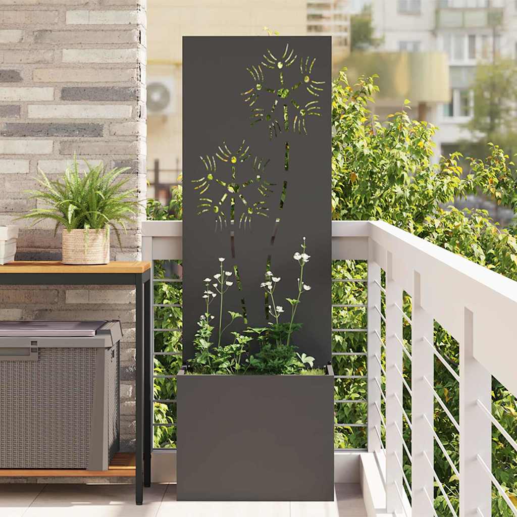 Vidaxl tuin privacy screen zwart 50 x 32 x 150 cm koudgewalst staal