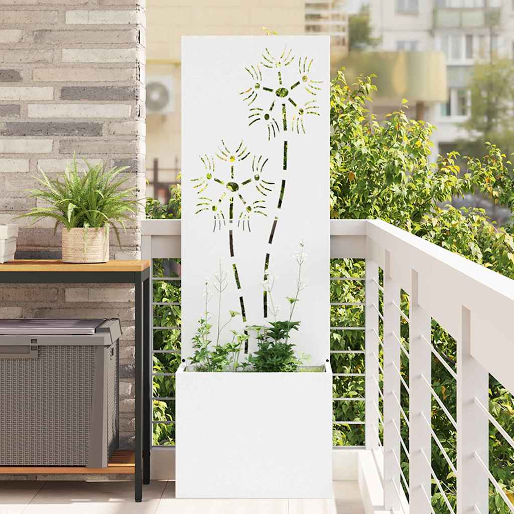 Vidaxl tuin privacy screen bloemen wit 50 x 140 cm koudgewalst staal