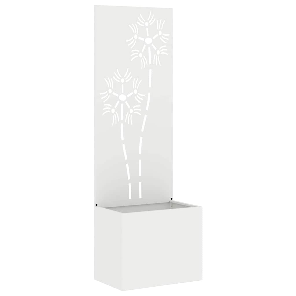 Vidaxl tuin privacy screen bloemen wit 50 x 140 cm koudgewalst staal